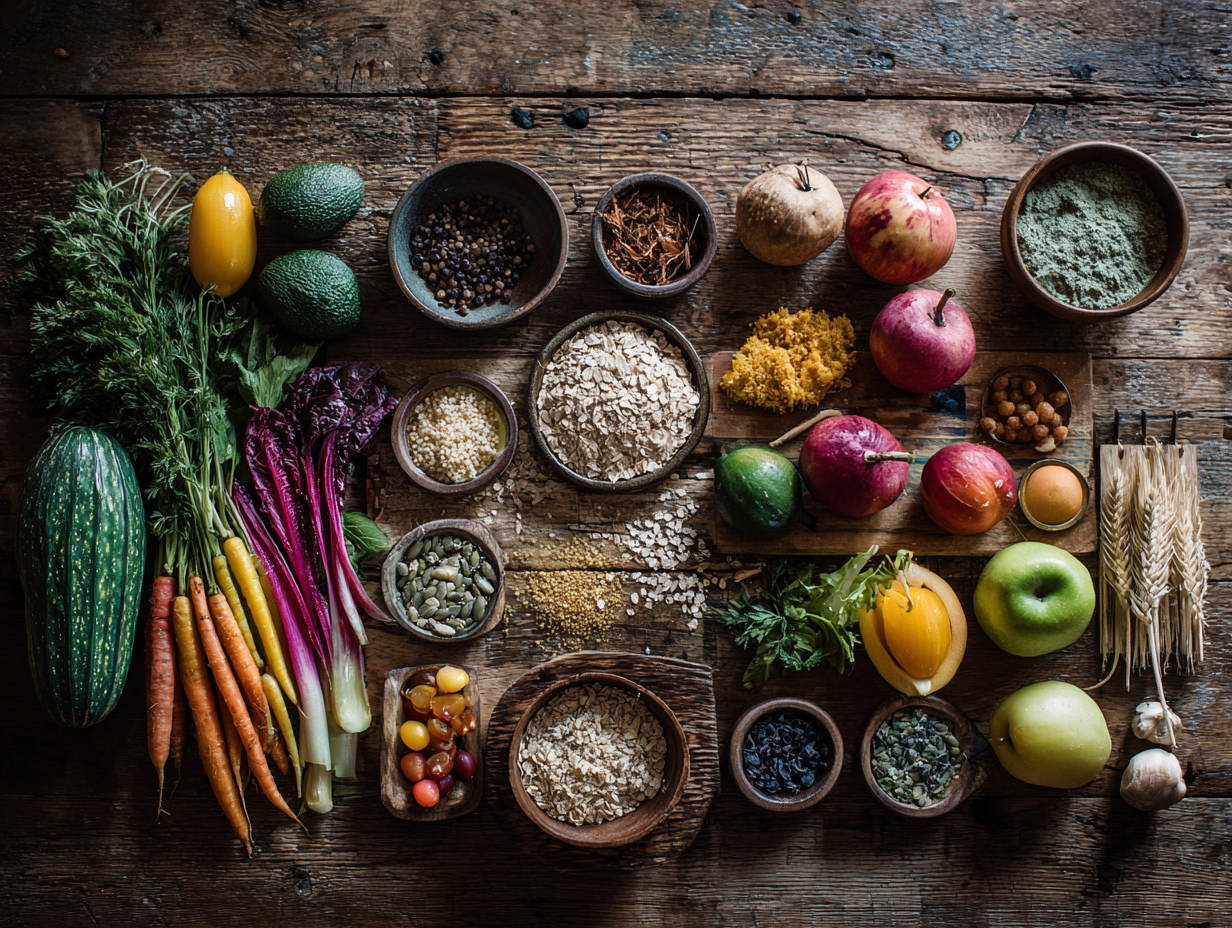 Сім'я готує здорову їжу разом на кухні з свіжими овочами та фруктами