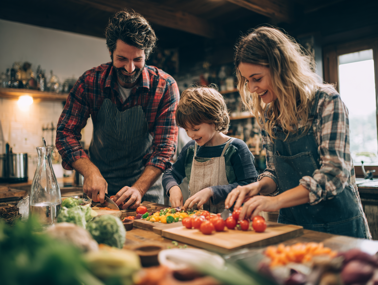 Різноманітні свіжі продукти та інгредієнти для здорового харчування